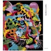 Diamantové maľovanie - FAREBNÝ LEOPARD (Rámovanie bez rámu a bez vypnutia plátna, Rozmer 40x50 cm)