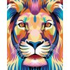 Diamantové maľovanie - FAREBNÝ LEV S UPRETÝM POHĽADOM (Rámovanie bez rámu a bez vypnutia plátna, Rozmer 40x50 cm)