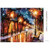 Diamantové maľovanie - VEČERNÁ ULICA (Rámovanie bez rámu a bez vypnutia plátna, Rozmer 40x50 cm)