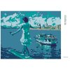 Diamantové maľovanie - BALANCOVANIE NAD MOROM A PLÁVAJÚCA LOĎ (Rámovanie bez rámu a bez vypnutia plátna, Rozmer 40x50 cm)