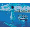 Diamantové maľovanie - BALANCOVANIE NAD MOROM A PLÁVAJÚCA LOĎ (Rámovanie bez rámu a bez vypnutia plátna, Rozmer 40x50 cm)