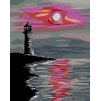 Diamantové maľovanie - MAJÁK PRI ZÁPADE SLNKA (Rámovanie bez rámu a bez vypnutia plátna, Rozmer 40x50 cm)