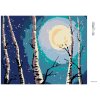 Diamantové maľovanie - BREZY MESIAC A PADAJÚCI SNEH (Rámovanie bez rámu a bez vypnutia plátna, Rozmer 40x50 cm)