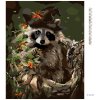 Diamantové maľovanie - MEDVEDÍK ČISTOTNÝ S KLOBÚKOM A SOVOU (Rámovanie bez rámu a bez vypnutia plátna, Rozmer 40x50 cm)