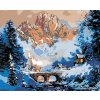 Diamantové maľovanie - CHATKA PRI MOSTE V ZIME (Rámovanie bez rámu a bez vypnutia plátna, Rozmer 40x50 cm)