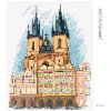 Diamantové maľovanie - TÝNSKÝ CHRÁM PRAHA (Rámovanie bez rámu a bez vypnutia plátna, Rozmer 40x50 cm)