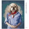 Diamantové maľovanie - PES V OBLEČENÍ (Rámovanie bez rámu a bez vypnutia plátna, Rozmer 40x50 cm)