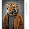 Diamantové maľovanie - TIGER V OBLEČENÍ (Rámovanie bez rámu a bez vypnutia plátna, Rozmer 40x50 cm)