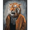 Diamantové maľovanie - TIGER V OBLEČENÍ (Rámovanie bez rámu a bez vypnutia plátna, Rozmer 40x50 cm)