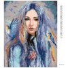 Diamantové maľovanie - ŽENA S MODRÝMI VTÁKMI (Rámovanie bez rámu a bez vypnutia plátna, Rozmer 40x50 cm)