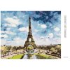 Diamantové maľovanie - EIFFELOVA VEŽA A MODRÉ NEBO II (Rámovanie bez rámu a bez vypnutia plátna, Rozmer 40x50 cm)