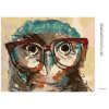 Diamantové maľovanie - SOVA S OKULIARMI (Rámovanie bez rámu a bez vypnutia plátna, Rozmer 40x50 cm)