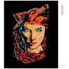 Diamantové maľovanie - ŽENA A VLČÍ HÁBIT (Rámovanie bez rámu a bez vypnutia plátna, Rozmer 40x50 cm)