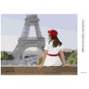 Diamantové maľovanie - ŽENA V BIELÝ ŠATÁCH A EIFFELOVA VEŽA (Rámovanie bez rámu a bez vypnutia plátna, Rozmer 40x50 cm)