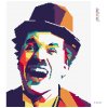 Diamantové maľovanie - FAREBNÝ CHARLIE CHAPLIN (Rámovanie bez rámu a bez vypnutia plátna, Rozmer 40x50 cm)