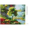 Diamantové maľovanie - STROM MEDZI KVETMI NA RIEKE (Rámovanie bez rámu a bez vypnutia plátna, Rozmer 40x50 cm)