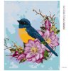 Diamantové maľovanie - MODRÝ VTÁK A RUŽOVÉ KVETY (Rámovanie bez rámu a bez vypnutia plátna, Rozmer 40x50 cm)