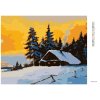Diamantové maľovanie - ZRUB V ZIMNOM LESE A ZÁPAD SLNKA (Rámovanie bez rámu a bez vypnutia plátna, Rozmer 40x50 cm)