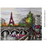Diamantové maľovanie - LOĎKY POD EIFFELOVOU VEŽOU (Rámovanie bez rámu a bez vypnutia plátna, Rozmer 40x50 cm)