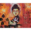 Diamantové maľovanie - BUDDHA NA ČERVENOM POZADÍ II (Rámovanie bez rámu a bez vypnutia plátna, Rozmer 40x50 cm)