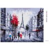 Diamantové maľovanie - POHĽAD NA ULICI V PARÍŽI A FAREBNÝ STROM (Rámovanie bez rámu a bez vypnutia plátna, Rozmer 40x50 cm)
