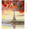 Diamantové maľovanie - EIFFELOVA VEŽA A JESENNÉ LISTIE (Rámovanie bez rámu a bez vypnutia plátna, Rozmer 40x50 cm)