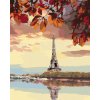 Diamantové maľovanie - EIFFELOVA VEŽA A JESENNÉ LISTIE (Rámovanie bez rámu a bez vypnutia plátna, Rozmer 40x50 cm)