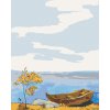 Diamantové maľovanie - LOĎKA PRI BREHU (Rámovanie bez rámu a bez vypnutia plátna, Rozmer 40x50 cm)