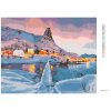 Diamantové maľovanie - ZÁPAD SLNKA NA VRCHOLKU HAMMARSKAFTET (Rámovanie bez rámu a bez vypnutia plátna, Rozmer 40x50 cm)