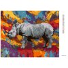 Diamantové maľovanie - FAREBNÝ NOSOROŽEC (Rámovanie bez rámu a bez vypnutia plátna, Rozmer 40x50 cm)