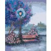 Diamantové maľovanie - LAVIČKA PRI SVIETIACEJ LAMPE (Rámovanie bez rámu a bez vypnutia plátna, Rozmer 40x50 cm)