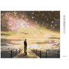 Diamantové maľovanie - MUŽ NA MÓLE POD ŽIARIACOU OBLOHOU (Rámovanie bez rámu a bez vypnutia plátna, Rozmer 40x50 cm)