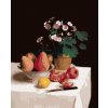 Diamantové maľovanie - ZÁTIŠIE, PRVOSIENKY, HRUŠKY A GRANÁTOVÉ JABLKÁ (HENRI FANTIN-LATOUR) (Rámovanie bez rámu a bez vypnutia plátna, Rozmer 40x50 cm)