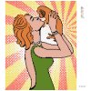 Diamantové maľovanie - POP-ART ŽENA SO ŠTENIATKOM (Rámovanie bez rámu a bez vypnutia plátna, Rozmer 40x50 cm)