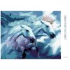 Diamantové maľovanie - DVA KONE V MODREJ (Rámovanie bez rámu a bez vypnutia plátna, Rozmer 40x50 cm)