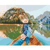Diamantové maľovanie - ŽENA NA LOĎKE (Rámovanie bez rámu a bez vypnutia plátna, Rozmer 40x50 cm)