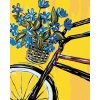 Diamantové maľovanie - MODRÉ KVETY NA BICYKLI (Rámovanie bez rámu a bez vypnutia plátna, Rozmer 40x50 cm)