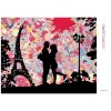 Diamantové maľovanie - MILENCI A ABSTRAKTNÁ EIFFELOVA VEŽA (Rámovanie bez rámu a bez vypnutia plátna, Rozmer 40x50 cm)