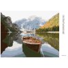 Diamantové maľovanie - DREVENÁ LOĎKA NA JAZERE (Rámovanie bez rámu a bez vypnutia plátna, Rozmer 40x50 cm)