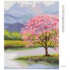 Diamantové maľovanie - ROZKVITNUTÁ SAKURA PRI VODE (Rámovanie bez rámu a bez vypnutia plátna, Rozmer 40x50 cm)