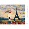 Diamantové maľovanie - EIFFELOVA VEŽA A ŽENA S DÁŽDNIKOM (Rámovanie bez rámu a bez vypnutia plátna, Rozmer 40x50 cm)