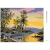 Diamantové maľovanie - ZÁPAD SLNKA NAD RIEKOU (Rámovanie bez rámu a bez vypnutia plátna, Rozmer 40x50 cm)