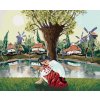 Diamantové maľovanie - DIEVČA PRI JAZERE (Rámovanie bez rámu a bez vypnutia plátna, Rozmer 40x50 cm)