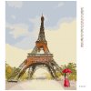 Diamantové maľovanie - EIFFELOVA VEŽA A ŽENA S ČERVENÝM DÁŽDNIKOM (Rámovanie bez rámu a bez vypnutia plátna, Rozmer 40x50 cm)