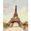 Diamantové maľovanie - EIFFELOVA VEŽA A ŽENA S ČERVENÝM DÁŽDNIKOM (Rámovanie bez rámu a bez vypnutia plátna, Rozmer 40x50 cm)