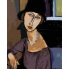 Diamantové maľovanie - JEANNE HÉBUTERNE S KLOBÚKOM A NÁHRDELNÍKOM (AMEDEO MODIGLIANI) (Rámovanie bez rámu a bez vypnutia plátna, Rozmer 40x50 cm)