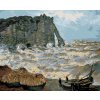 Diamantové maľovanie - BÚRLIVÉ MORE V ÉTRETAT (CLAUDE MONET) (Rámovanie bez rámu a bez vypnutia plátna, Rozmer 40x50 cm)