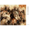 Diamantové maľovanie - MAĽOVANÉ KONE V HNEDEJ (Rámovanie bez rámu a bez vypnutia plátna, Rozmer 40x50 cm)