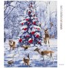 Diamantové maľovanie - ZVIERATÁ PRI VIANOČNOM STROMČEKU (Rámovanie bez rámu a bez vypnutia plátna, Rozmer 40x50 cm)
