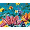 Diamantové maľovanie - MIX KVETÍN NA MODROM POZADIÍ (Rámovanie bez rámu a bez vypnutia plátna, Rozmer 40x50 cm)
